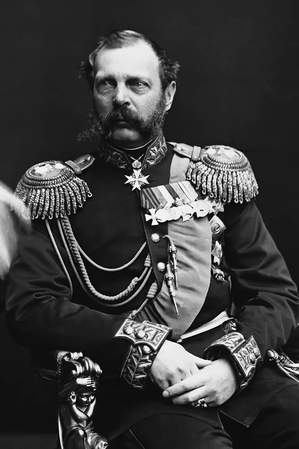 Le Portrait Photographique Officiel Du Tsar Alexandre Ii Présente Le Réformateur Avec Son Uniforme Impérial Dans Les Dernières Années De Son Règne.