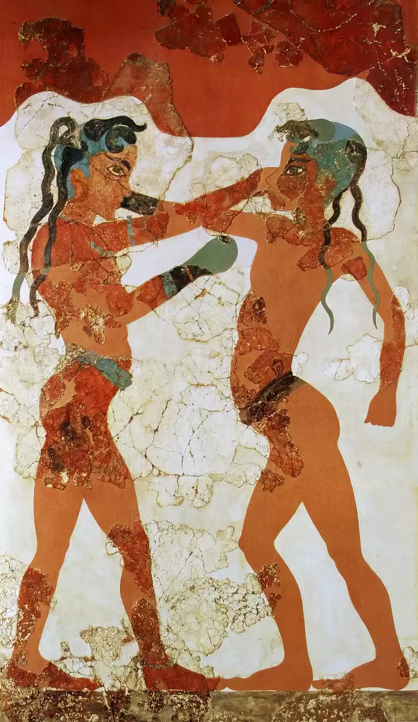 The Fresco Of Young Boxers From Akrotiri Of Thera Is A Unique Example Of An Athletic Depiction Of The Era