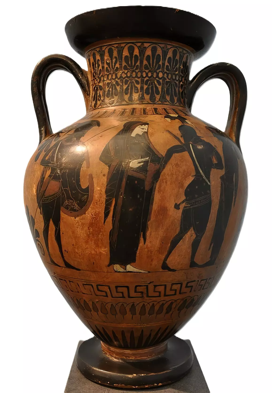 Menelaus, King Of Sparta, Depicted During The Recognition And Reclaiming Of Helen On A Black-Figure Amphora.