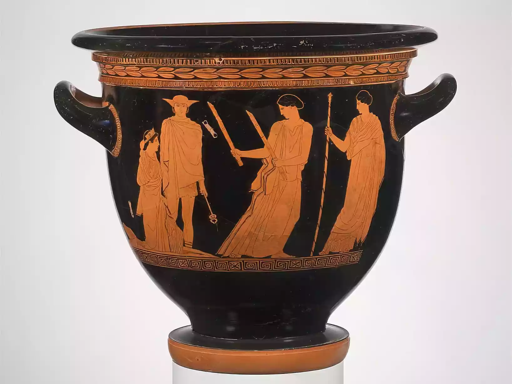 Terracotta Krater Depicting The Ascent Of Persephone From The Underworld, Accompanied By Hermes And Hecate.