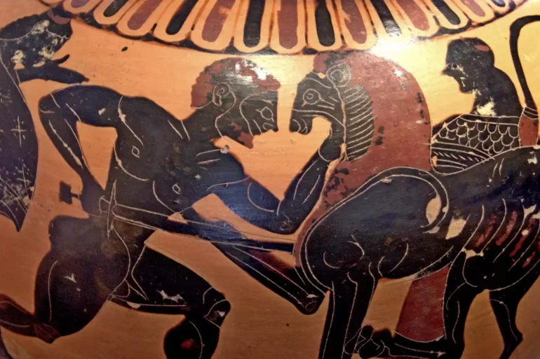 Heracles Wrestling The Nemean Lion.