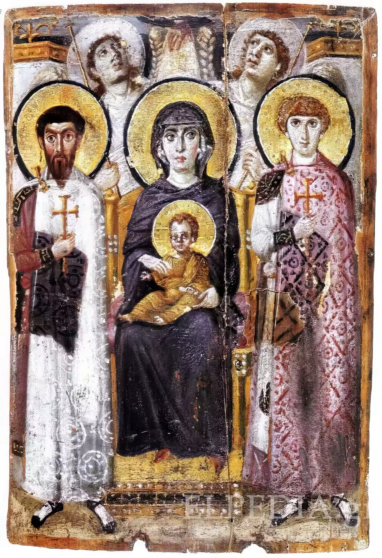 Virgin and Child with Saints at Sinai Ultra High Resolution full view showing Byzantine sacred figures in remarkable detail