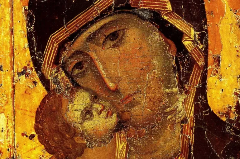 Virgin of Vladimir icon showing tender embrace between Mother and Child