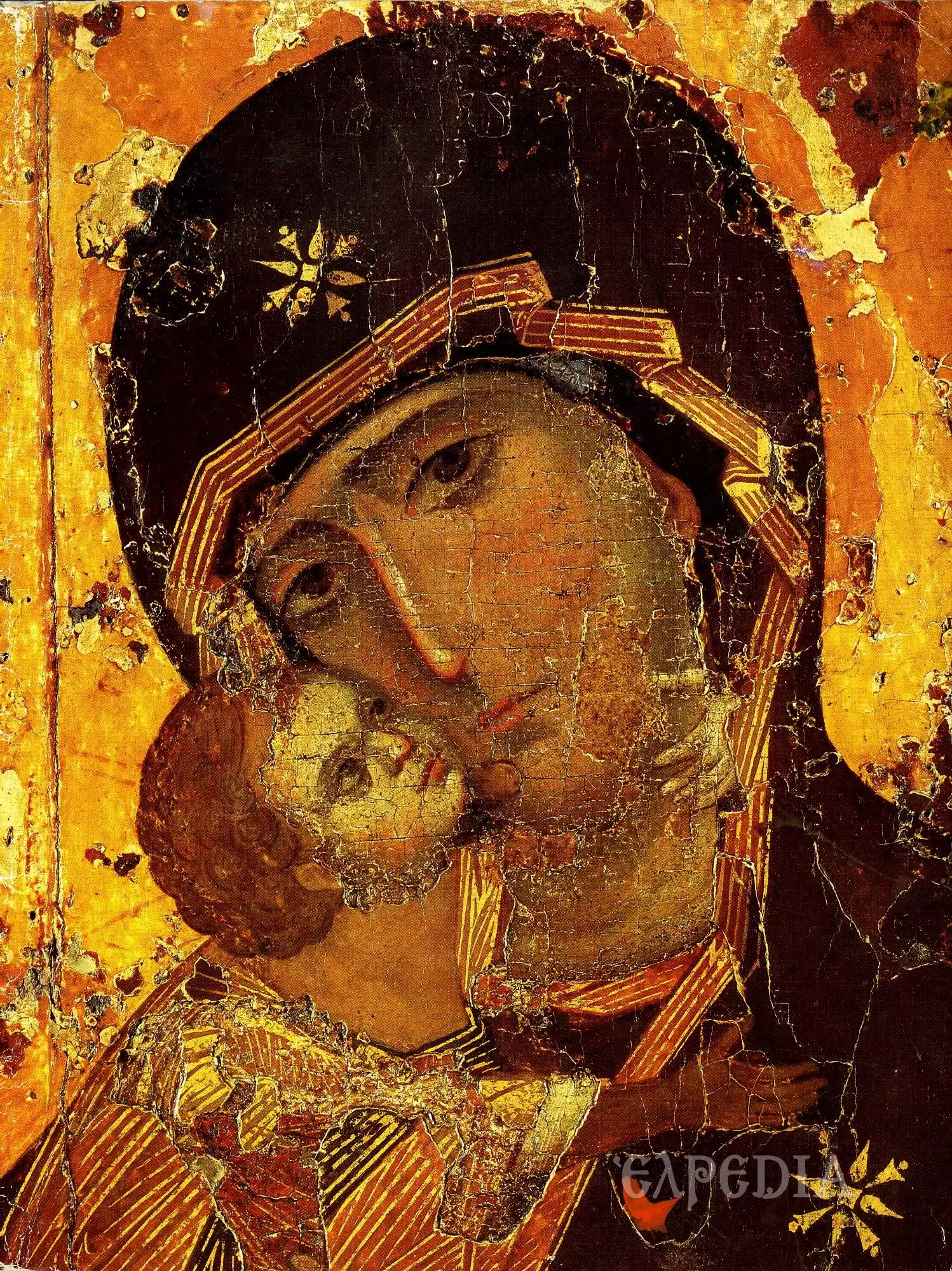 Virgin of Vladimir icon showing tender embrace between Mother and Child