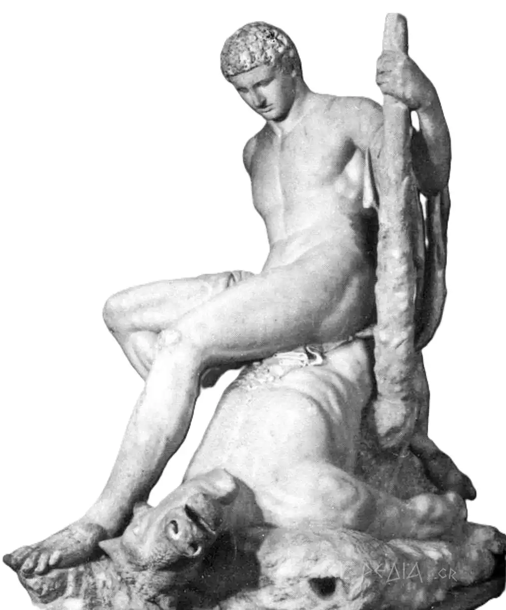 la emblemática escultura "teseo y el minotauro de creta" de antonio canova (1781-83)