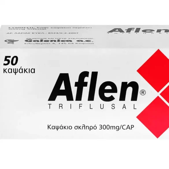 το aflen διατίθεται σε καψάκια των 300mg και περιέχει ζελατίνη ως έκδοχο.