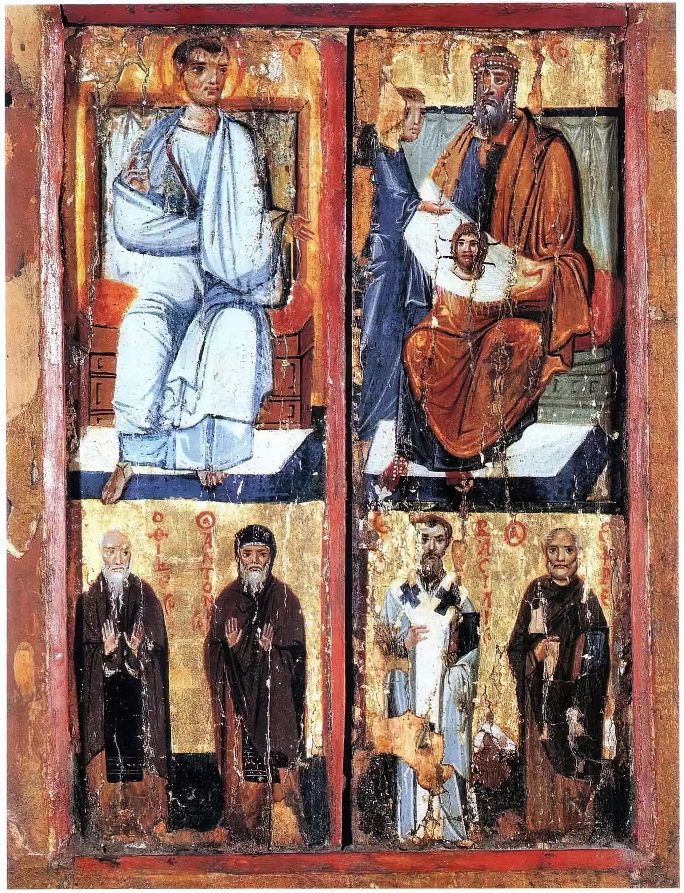 The Two Surviving Leaves Of The Sinai Triptych (10Th Century) With King Abgar Holding The Holy Mandylion.