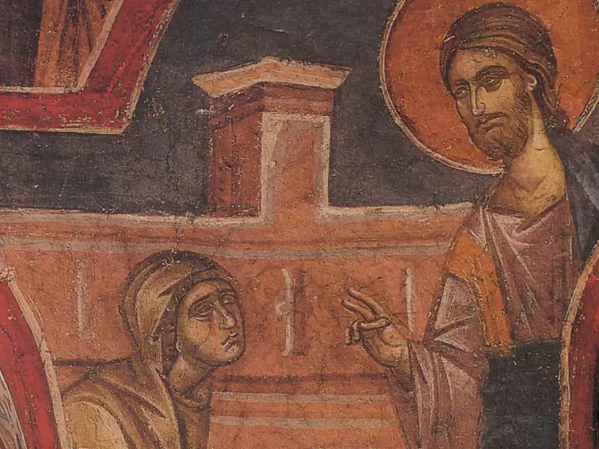 Il Murale &Quot;Cristo Che Loda Le Monete Della Vedova&Quot; Nel Monastero Di Chilandari È Un Eccellente Esempio Dell'Arte Paleologa.