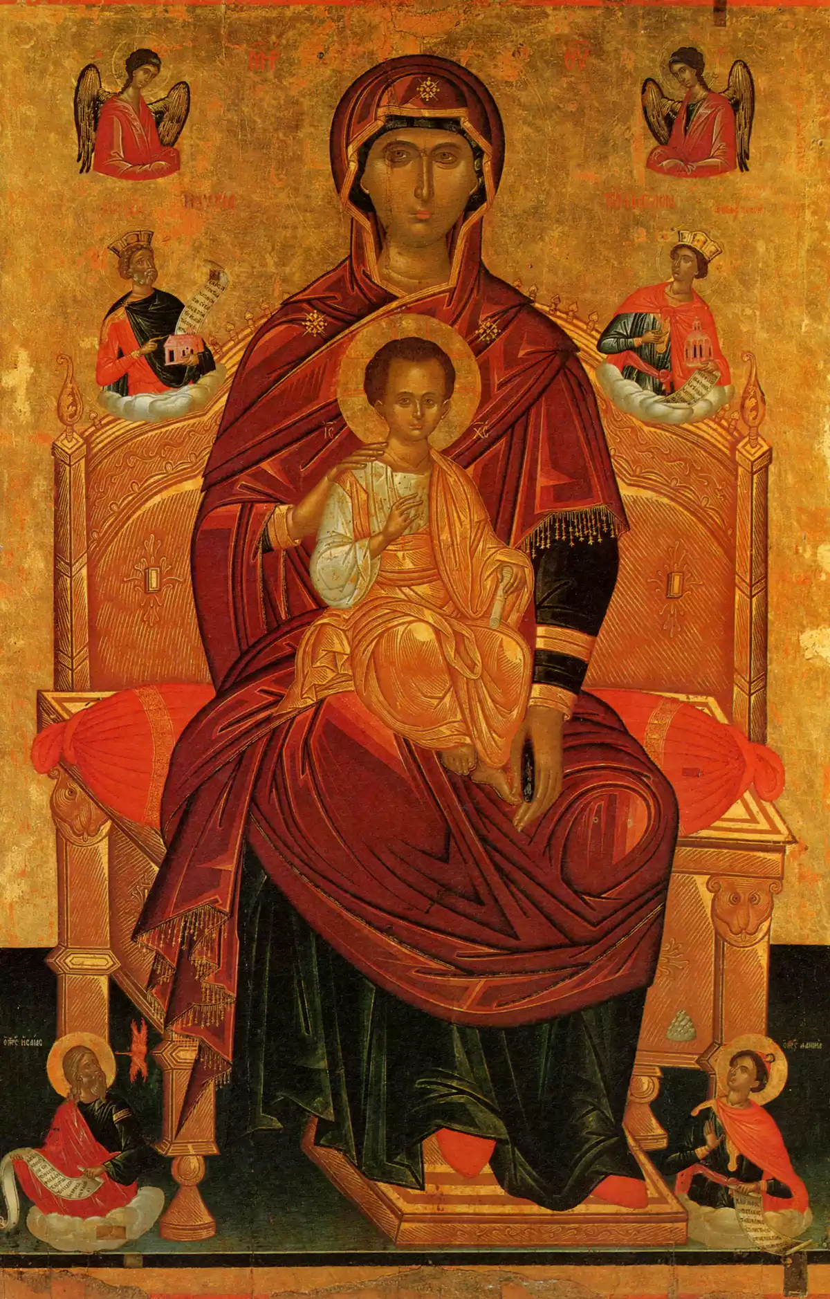 The Enthroned Virgin And Child Of Corfu, Known As &Quot;Lady Of The Angels&Quot;, A Work Of The Cretan School Circa 1500.