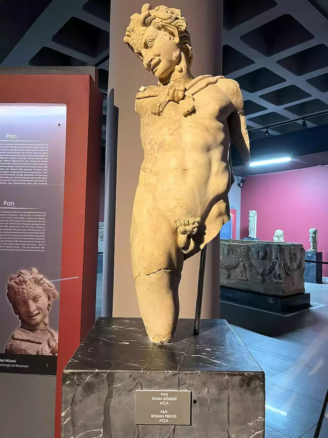 Ancient Statue Of Pan From The Atça Region, An Excellent Example Of Hellenistic Sculpture At The Archaeological Museum Of Aydın