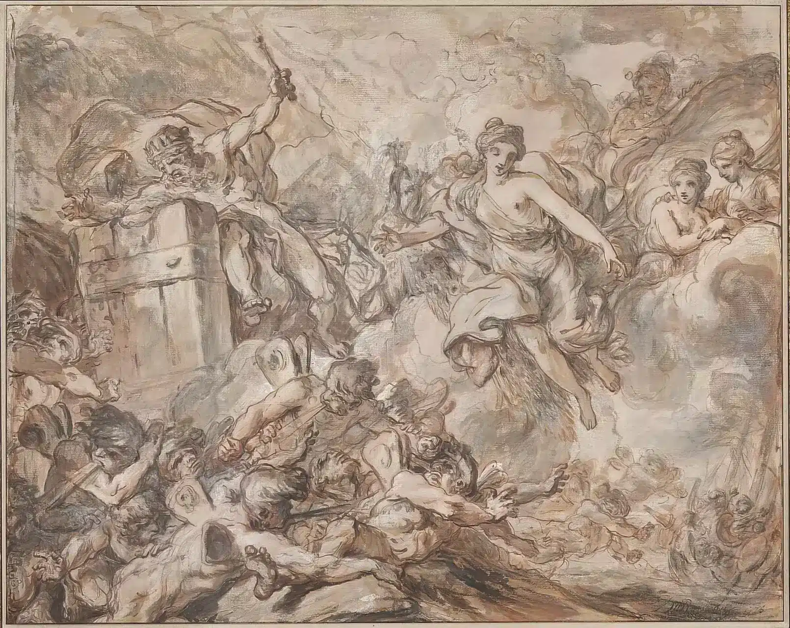 Descrição Alternativa Da Foto 1: A Deusa Juno Ordena A Éolo, O Guardião Dos Ventos, Que Libere As Forças Aéreas. Obra De Louis Jean Jacques Durameau, 1775.