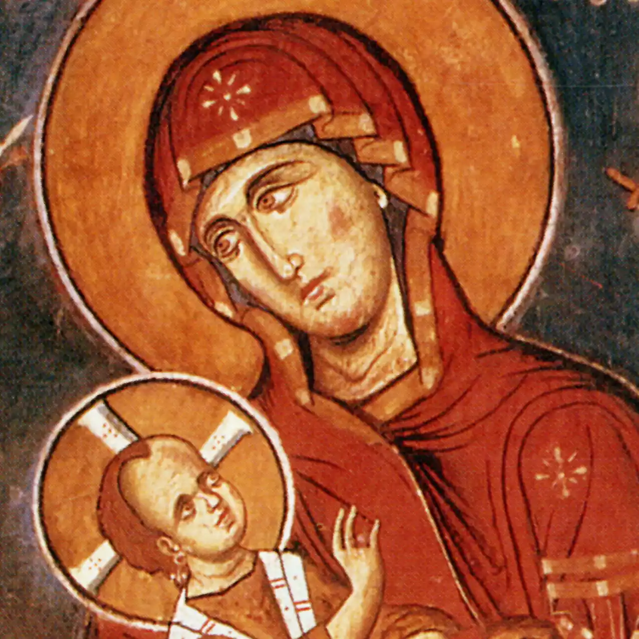 L'Inclinaison De La Tête De La Panagia Arakiotissa Vers L'Enfant Symbolise La Tendresse Et Annonce La Passion.